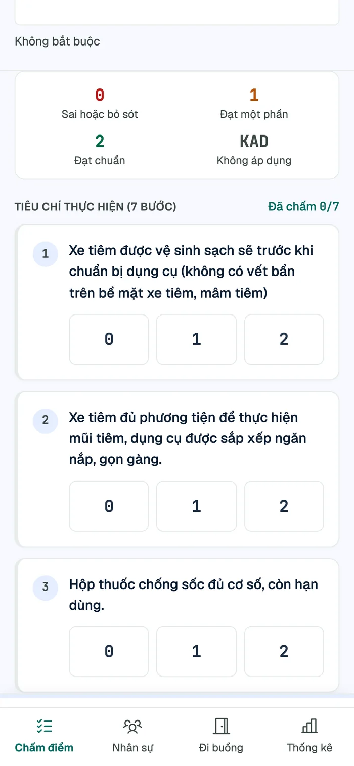 Scoring a checklist on a phone